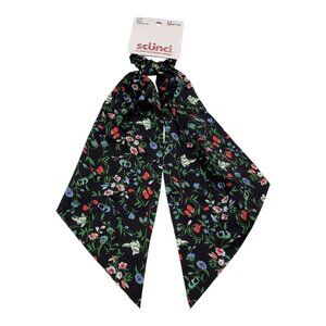 Scunci U Got This Women’s Black Floral Satin Hair Scrunchie Scarf 12524